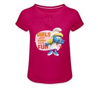 Spreadshirt Les Schtroumpfs La Schtroumpfette Wanna Have Fun T Shirt Fille À Fronces, 12 Ans, Fuchsia