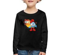 Spreadshirt Les Schtroumpfs Le Grand Schtroumpf Good Vibes T-Shirt Manches Longues Premium Enfant, 122/128 (6 Ans), Noir