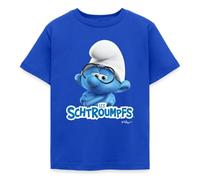 Spreadshirt Les Schtroumpfs Le Schtroumpf À Lunettes Logo T Shirt Enfant, 98/104 (3-4 Ans), Bleu Royal