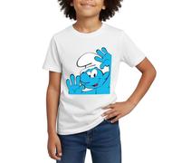Spreadshirt Les Schtroumpfs Le Schtroumpf Farceur T Shirt Enfant, 98/104 (3-4 Ans), Blanc