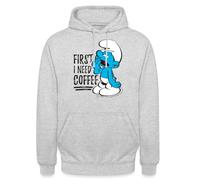 Spreadshirt Les Schtroumpfs Le Schtroumpf Paresseux Sweat À Capuche Unisexe, XL, Gris Clair chiné