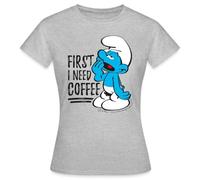 Spreadshirt Les Schtroumpfs Le Schtroumpf Paresseux T-Shirt Femme, M, Gris chiné