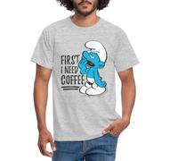 Spreadshirt Les Schtroumpfs Le Schtroumpf Paresseux T-Shirt Homme, M, Gris chiné