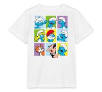 Spreadshirt Les Schtroumpfs Personnages Cadeau Smurfs T Shirt Enfant Bio, 110/116 (5-6 Ans), Blanc