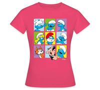 Spreadshirt Les Schtroumpfs Personnages Cadeau Smurfs T Shirt Femme, XL, Rose azalée