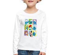 Spreadshirt Les Schtroumpfs Personnages Cadeau Smurfs T-Shirt Manches Longues Premium Enfant, 122/128 (6 Ans), Blanc