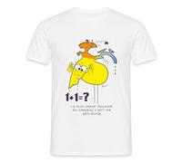 Spreadshirt Les Shadoks Mathématiques Réfléchir T-Shirt Homme, L, Blanc