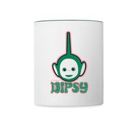 Spreadshirt Les Télétubbies Dipsy En Design Pailleté Mug Bicolore, taille unique, blanc/vert foncé