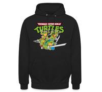 Spreadshirt Les Tortues Ninja Logo Officielle Sweat À Capuche Unisexe, 4XL, Noir