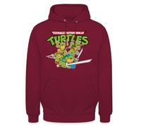 Spreadshirt Les Tortues Ninja Logo Officielle Sweat À Capuche Unisexe, M, Bordeaux