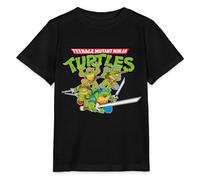 Spreadshirt Les Tortues Ninja Logo Officielle T Shirt Enfant Bio, 122/128 (7-8 Ans), Noir