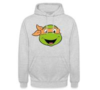 Spreadshirt Les Tortues Ninja Michelangelo Costume Déguisement Sweat À Capuche Unisexe, 4XL, Gris Clair chiné