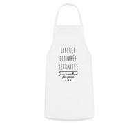 Spreadshirt Libérée Délivrée Retraitée Cadeau Retraite Tablier Cuisine, taille unique, blanc