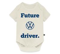 Spreadshirt Logo Volkswagen VW Avec Inscription Future Driver Body Manches Courtes Bébé Bio, 74 (6-9 mois), blanc cassé