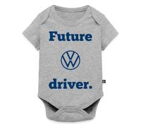 Spreadshirt Logo Volkswagen VW Avec Inscription Future Driver Body Manches Courtes Bébé Bio, 80 (9-12 mois), gris chiné