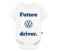 Spreadshirt Logo Volkswagen VW Avec Inscription Future Driver Body Manches Courtes Bébé Bio, 92 (1,5-2 ans), blanc