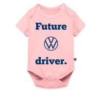 Spreadshirt Logo Volkswagen VW Avec Inscription Future Driver Body Manches Courtes Bébé Bio, 92 (1,5-2 ans), rose