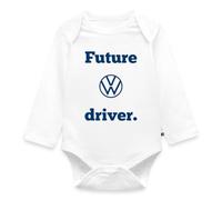 Spreadshirt Logo Volkswagen VW Avec Inscription Future Driver Body Manches Longues Bébé Bio, 62 (2-3 mois), blanc