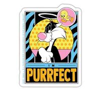 Spreadshirt Looney Tunes Sylvestre Le Chat I'm Purrfect Drôle Autocollant/Sticker, 10 x 10 cm, blanc mat