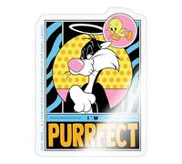 Spreadshirt Looney Tunes Sylvestre Le Chat I'm Purrfect Drôle Autocollant Sticker, 10 x 10 cm, brillant transparent