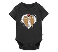 Spreadshirt Loutres De Loutre Amoureuses Cadeau Loutre Drôle Mignon Body Manches Courtes Bébé Bio, 80 (9-12 mois), noir