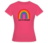 Spreadshirt Love is Stronger L’Amour Est Plus Fort LGBT Pride Cadeau T Shirt Femme, XL, Rose azalée