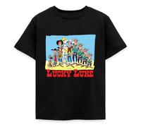 Spreadshirt Lucky Luke Caractères T Shirt Enfant, 98/104 (3-4 Ans), Noir