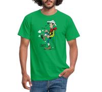 Spreadshirt Lucky Luke Cow-Boy Solitaire Debout T Shirt Homme, 4XL, Vert