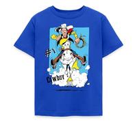 Spreadshirt Lucky Luke et Jolly Jumper en Action T Shirt Enfant, 122/128 (7-8 Ans), Bleu Royal