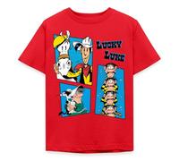 Spreadshirt Lucky Luke Et Les Daltons Far West Merch T Shirt Enfant, 98/104 (3-4 Ans), Rouge
