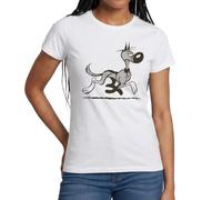 Spreadshirt Lucky Luke Rantanplan Design T Shirt Femme, L, Blanc