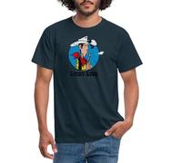 Spreadshirt Lucky Luke Souffle Son Pistolet T Shirt Homme, XL, Marine