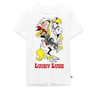 Spreadshirt Lucky Luke sur Jolly Jumper Marchandise BD T-Shirt Premium Ado, 146/152 (10 Ans), Blanc
