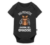 Spreadshirt Ma Première Saison de Chasse Au Sanglier Cadeau Chasseur Body Manches Courtes Bébé Bio, 62 (2-3 mois), noir