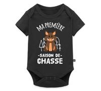 Spreadshirt Ma Première Saison de Chasse Au Sanglier Cadeau Chasseur Body Manches Courtes Bébé Bio, 80 (9-12 mois), noir
