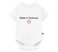 Spreadshirt Made in Toulouse Croix Occitane Body Manches Courtes Bébé Bio, 62 (2-3 mois), blanc