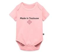 Spreadshirt Made in Toulouse Croix Occitane Body Manches Courtes Bébé Bio, 74 (6-9 mois), rose