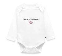 Spreadshirt Made in Toulouse Croix Occitane Cadeau Toulousaine Body Manches Longues Bébé Bio, 74 (6-9 mois), blanc