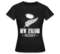 Spreadshirt Maillot De Rugby Nouvelle Zélande T Shirt Femme, S, Noir