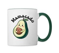 Spreadshirt Mamacado Maman Avocat Cadeau Fête des Mères Futur Maman Mug Bicolore, taille unique, blanc/vert foncé