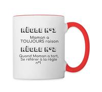 Spreadshirt Maman A Toujours Raison Meilleure Maman Mug Bicolore, taille unique, blanc/rouge