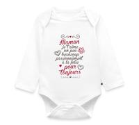 Spreadshirt Maman Je T'Aime Pour Toujours Cadeau Déclaration Body Manches Longues Bébé Bio, 80 (9-12 mois), blanc