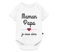 Spreadshirt Maman Papa Je Vous Aime Body Manches Courtes Bébé Bio