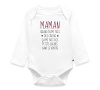 Spreadshirt Maman Quand Tu Me Fais Des Câlins Body Manches Longues Bébé Bio, 62 (2-3 mois), blanc