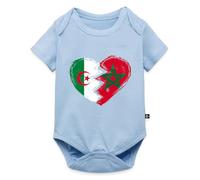 Spreadshirt Maroc Algérie Cœur Drapeau Body Manches Courtes Bébé Bio, 56 (0-2 mois), bleu clair