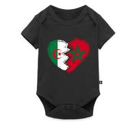 Spreadshirt Maroc Algérie Cœur Drapeau Body Manches Courtes Bébé Bio, 68 (3-6 mois), noir