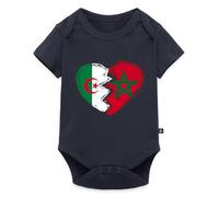 Spreadshirt Maroc Algérie Cœur Drapeau Cadeau Algérie Body Manches Courtes Bébé Bio, 86 (12-18 mois), bleu marine