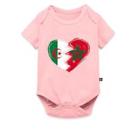 Spreadshirt Maroc Algérie Cœur Drapeau Cadeau Algérie Body Manches Courtes Bébé Bio, 92 (1,5-2 ans), rose