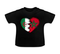 Spreadshirt Maroc Algérie Cœur Drapeau Cadeau Algérie T Shirt Bébé Bio, 3-6 Mois, Noir