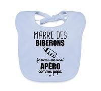 Spreadshirt® Marre Des Biberons Apéro Humour Cadeau Naissance Bavoir Bio Bébé, bleu ciel